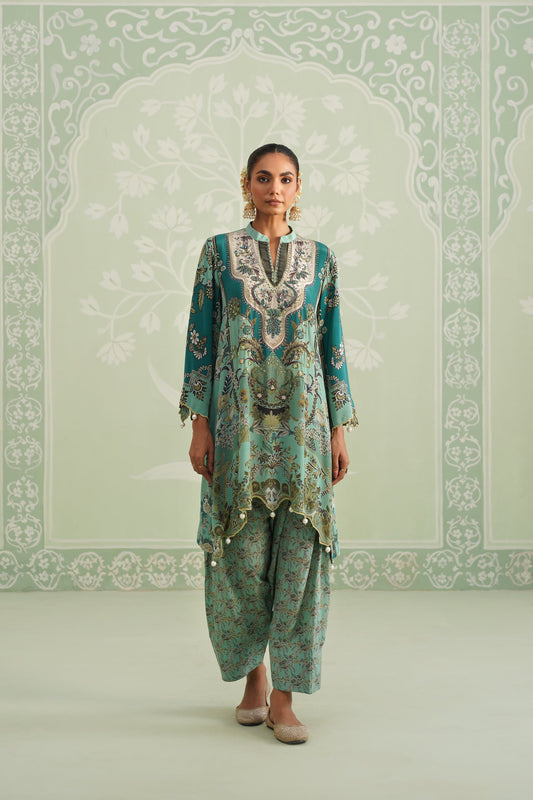 Gulbahaar Hand Embroidered Crepe Printed Matching Set - Neetika Chopra