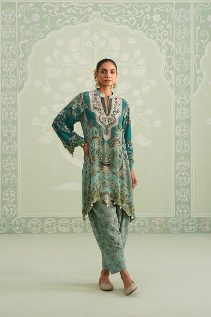 Gulbahaar Hand Embroidered Crepe Printed Matching Set - Neetika Chopra