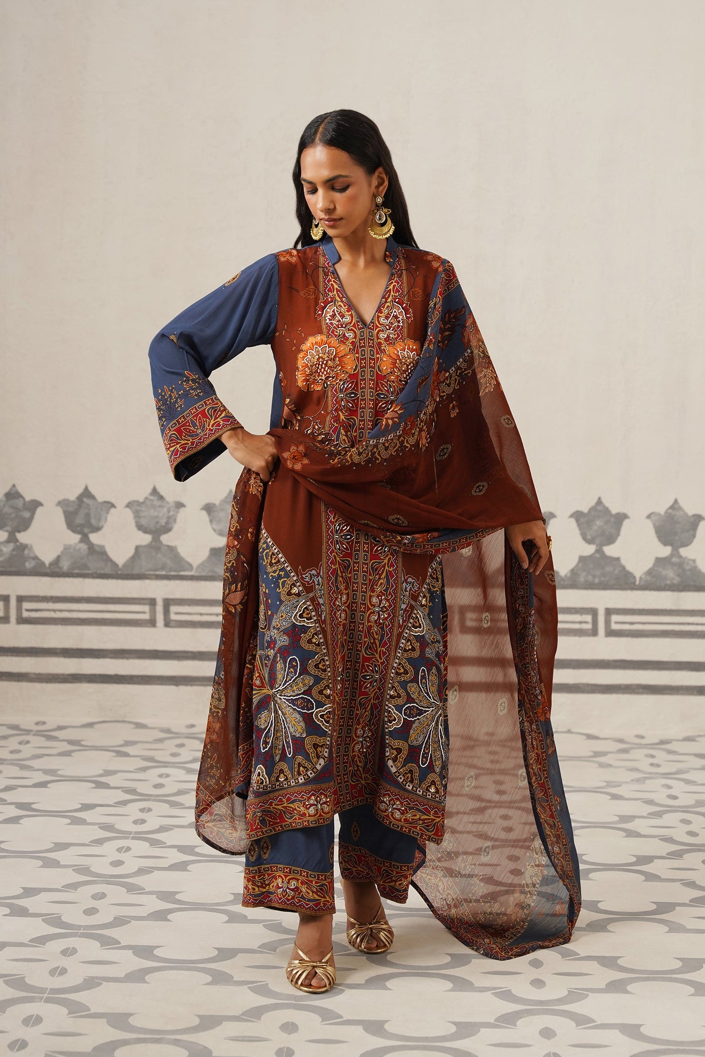 Veera Crepe Hand Embroidered Suit Set