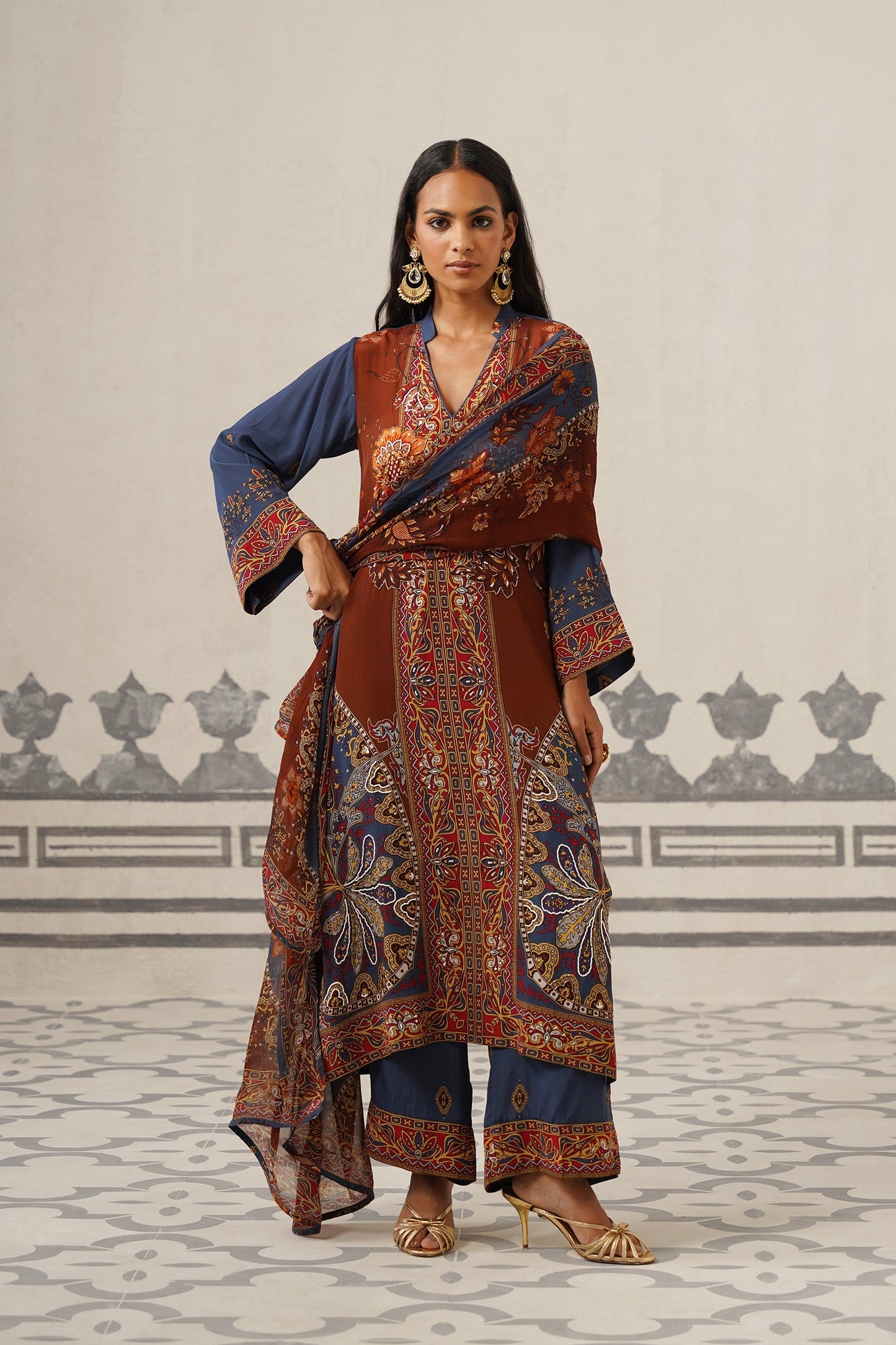 Veera Crepe Hand Embroidered Suit Set