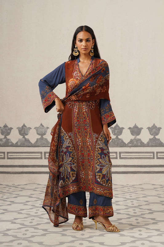 Veera Crepe Hand Embroidered Suit Set