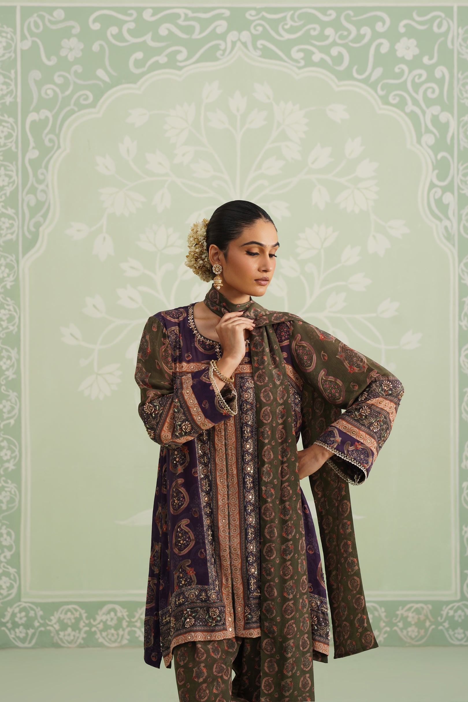 Mehza Hand Embroidered Crepe Matching Set - Neetika Chopra