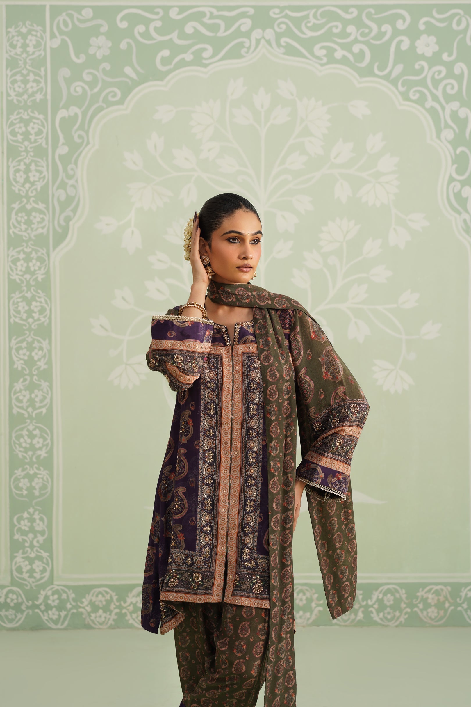 Mehza Hand Embroidered Crepe Matching Set - Neetika Chopra