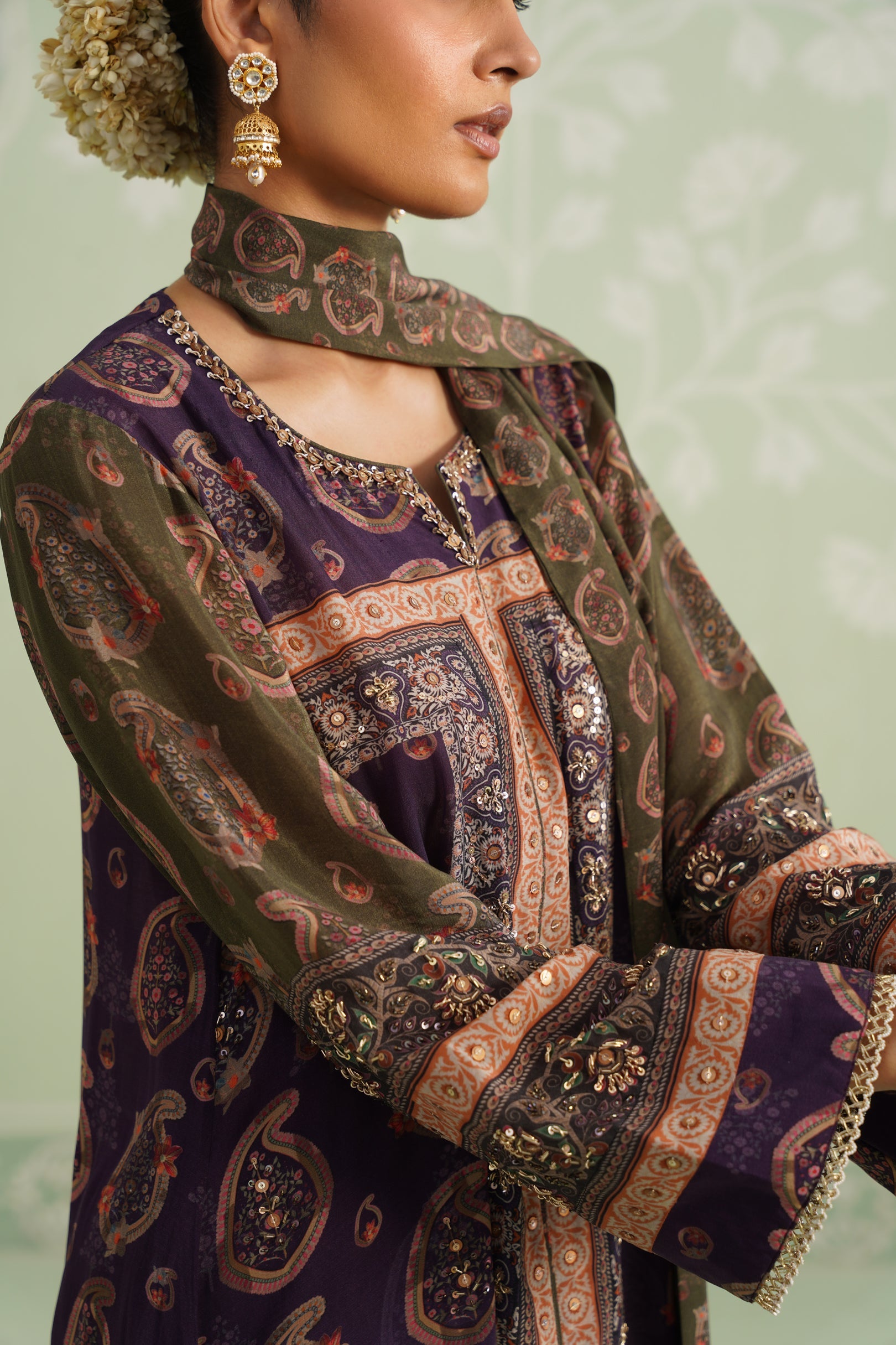 Mehza Hand Embroidered Crepe Matching Set - Neetika Chopra