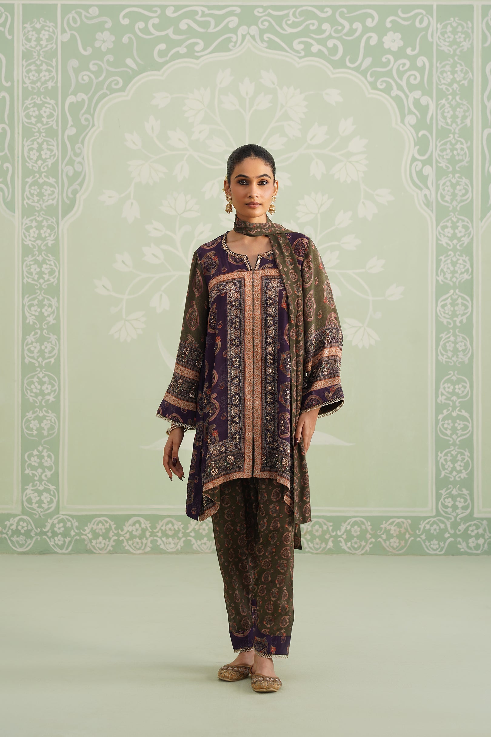Mehza Hand Embroidered Crepe Matching Set - Neetika Chopra
