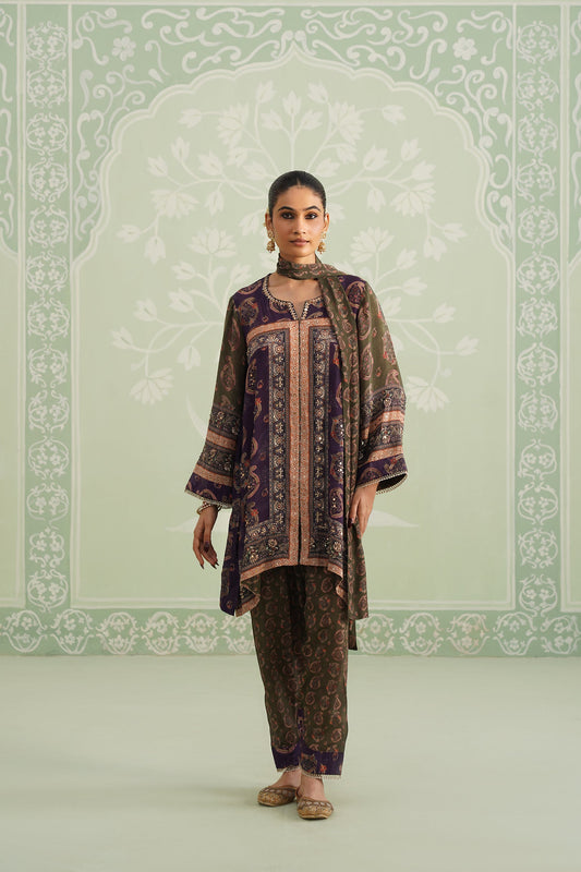 Mehza Hand Embroidered Crepe Matching Set - Neetika Chopra