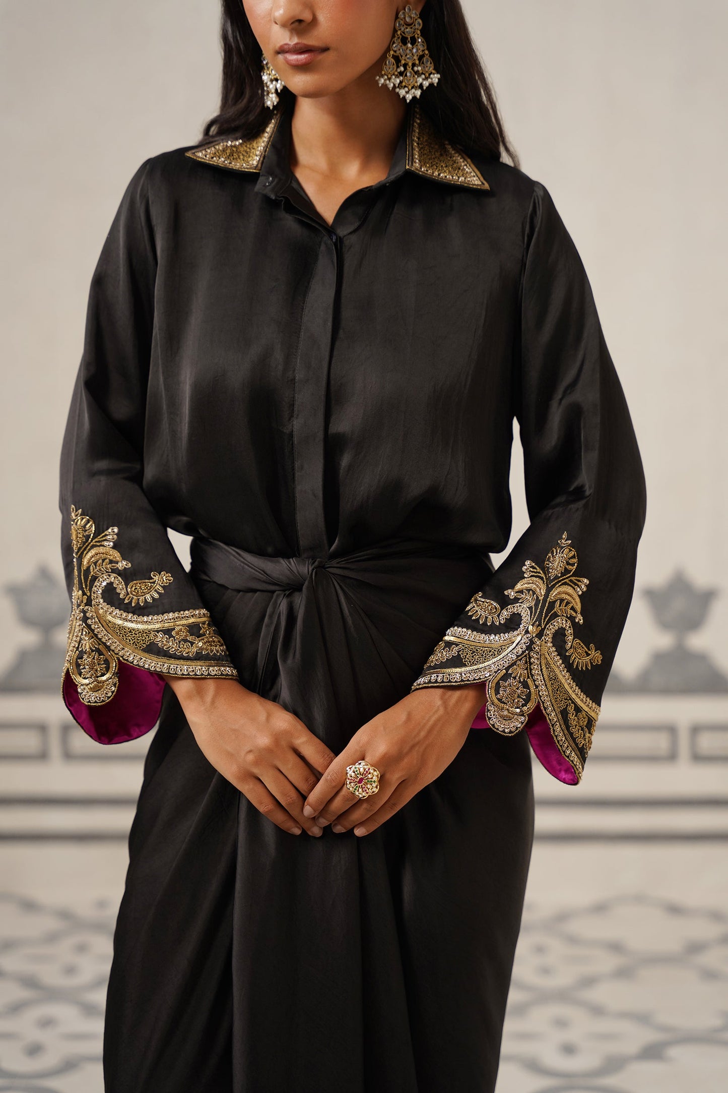 Elena Satin Embroidered Set
