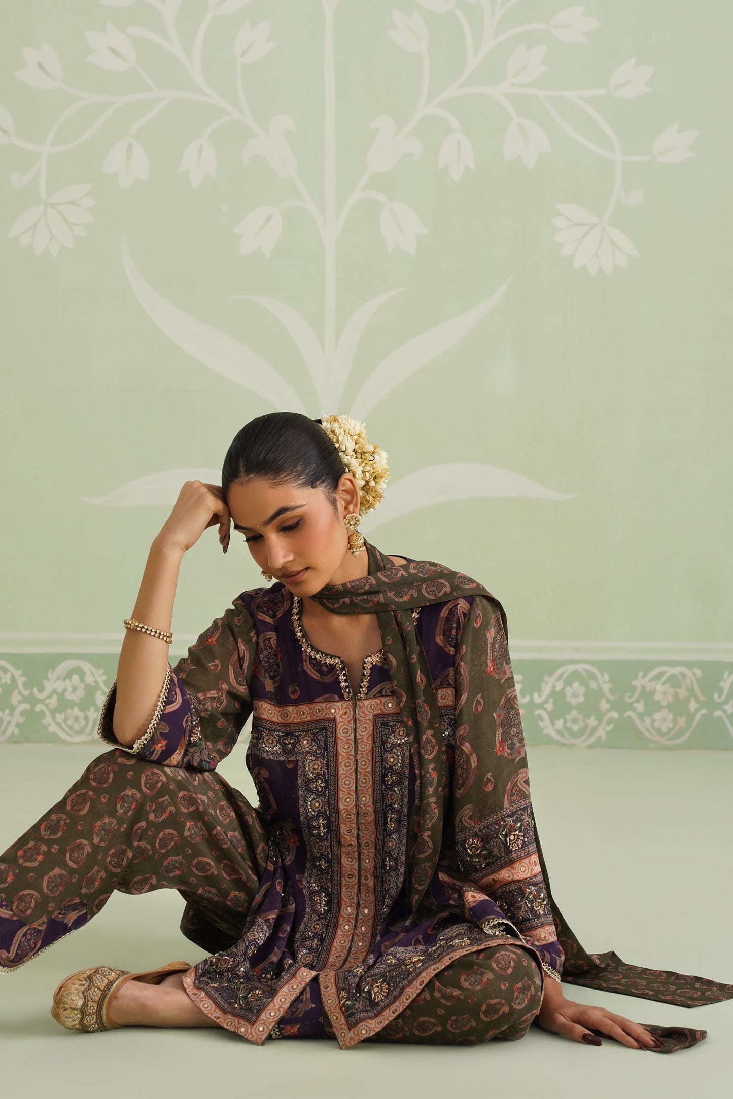 Mehza Hand Embroidered Crepe Matching Set - Neetika Chopra