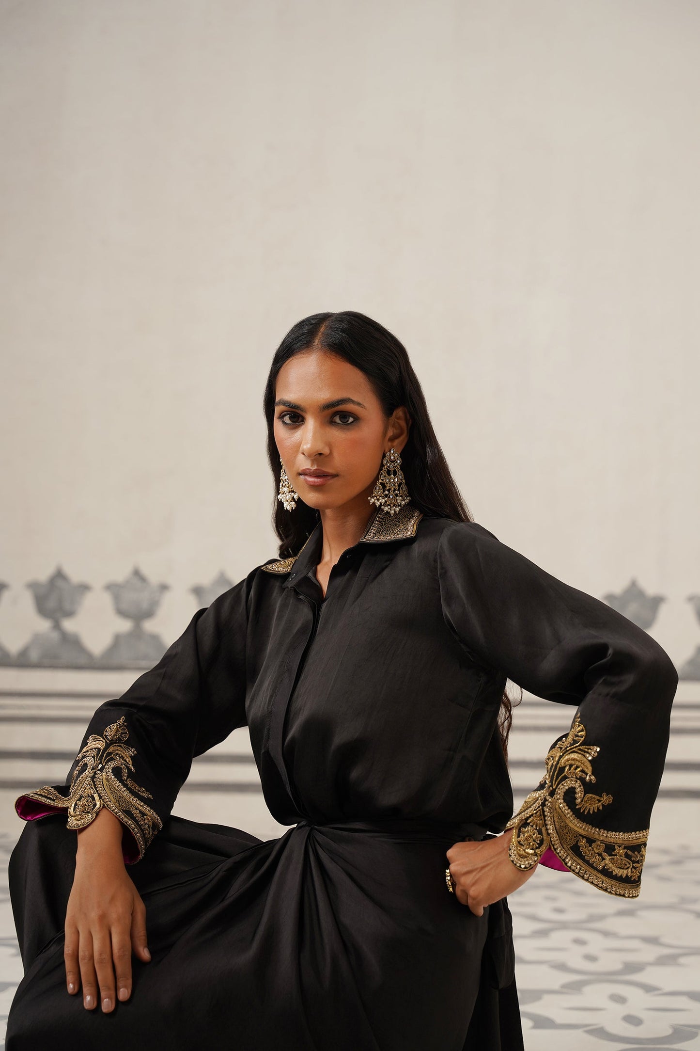 Elena Satin Embroidered Set