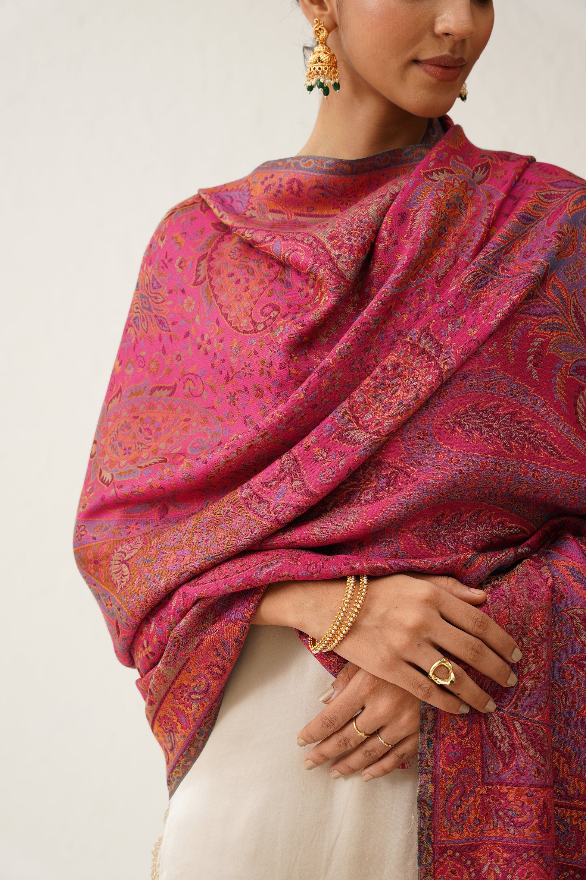 Fuscia Pink Kaani Shawl - Neetika Chopra