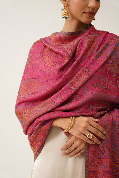 Fuscia Pink Kaani Shawl - Neetika Chopra