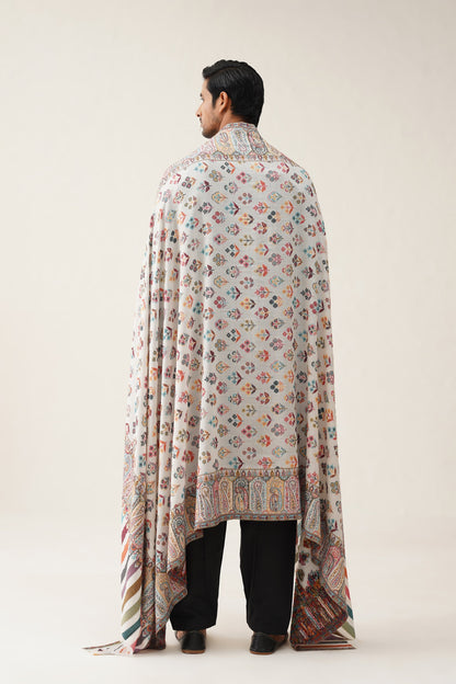 Mens White Kaani Woollen Dusala - Neetika Chopra