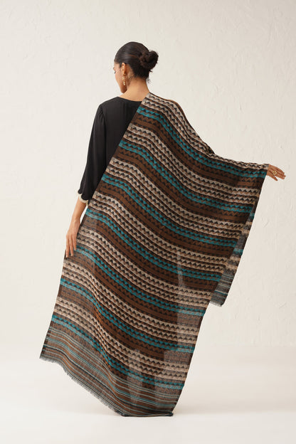 Negar Zig Zag Woollen Lurex Stole - Neetika Chopra