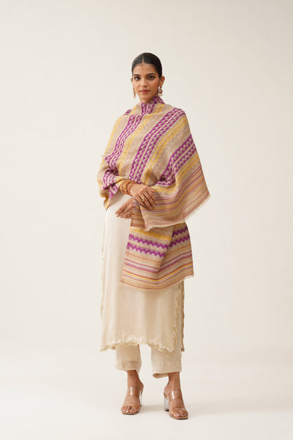Samina Zig Zag Lurex Woollen Stole - Neetika Chopra
