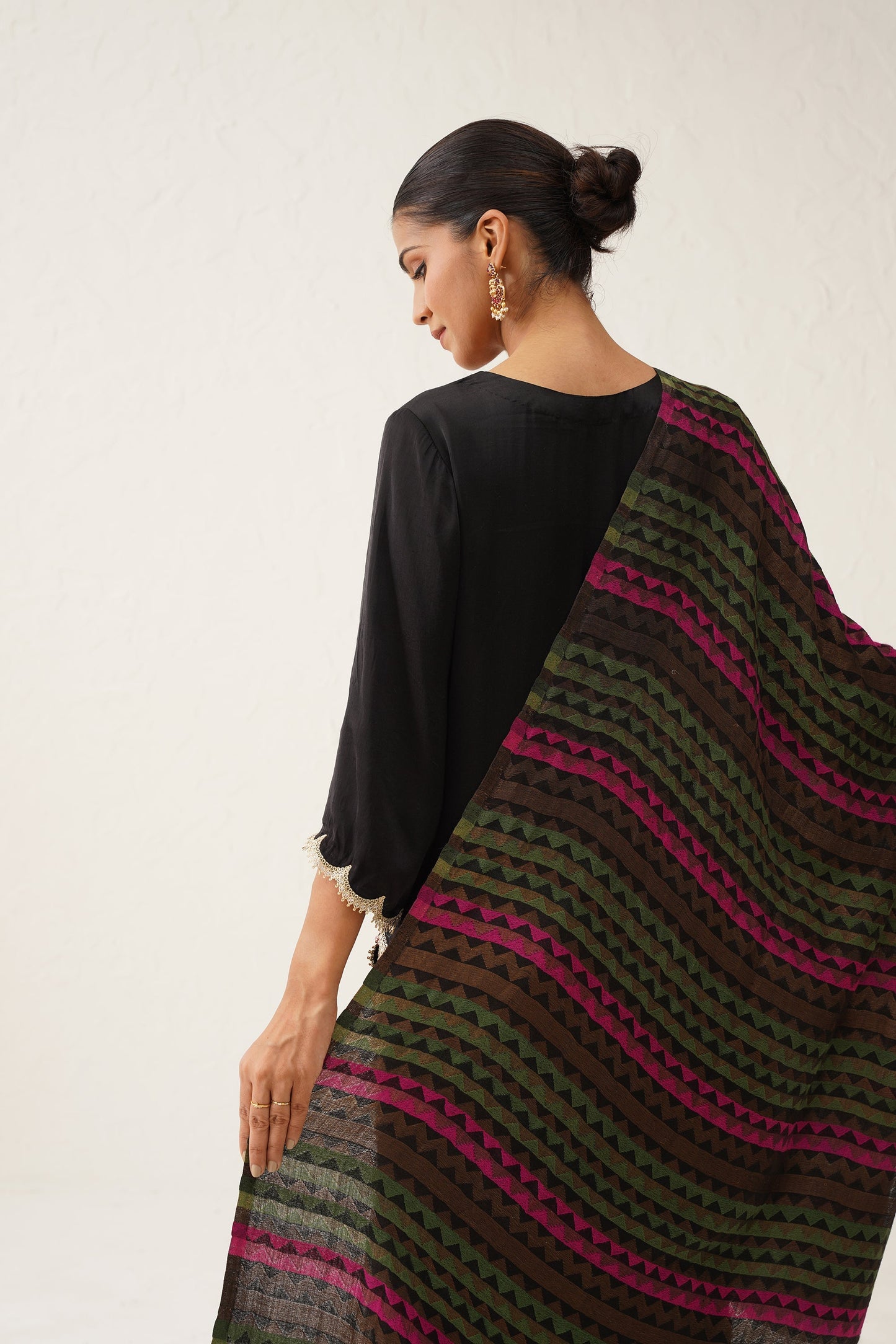 Zig Zag Lurex Woollen Stole - Neetika Chopra