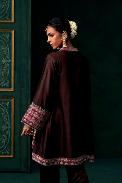 Sahiba Chanderi Satin Embroidered Suit Set