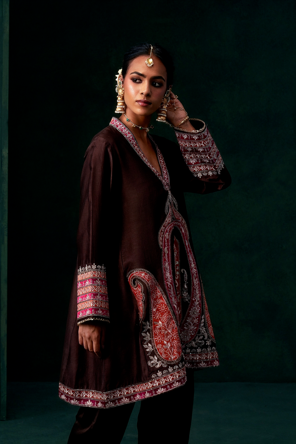 Sahiba Chanderi Satin Embroidered Suit Set