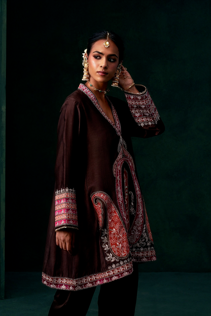 Sahiba Chanderi Satin Embroidered Suit Set