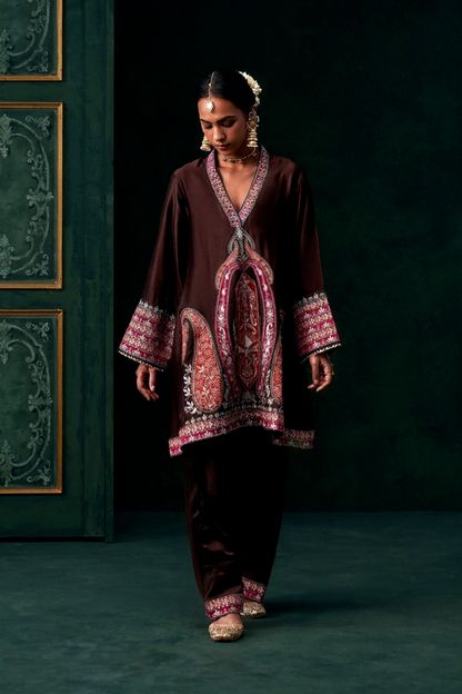 Sahiba Chanderi Satin Embroidered Suit Set