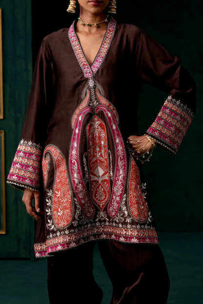 Sahiba Chanderi Satin Embroidered Suit Set