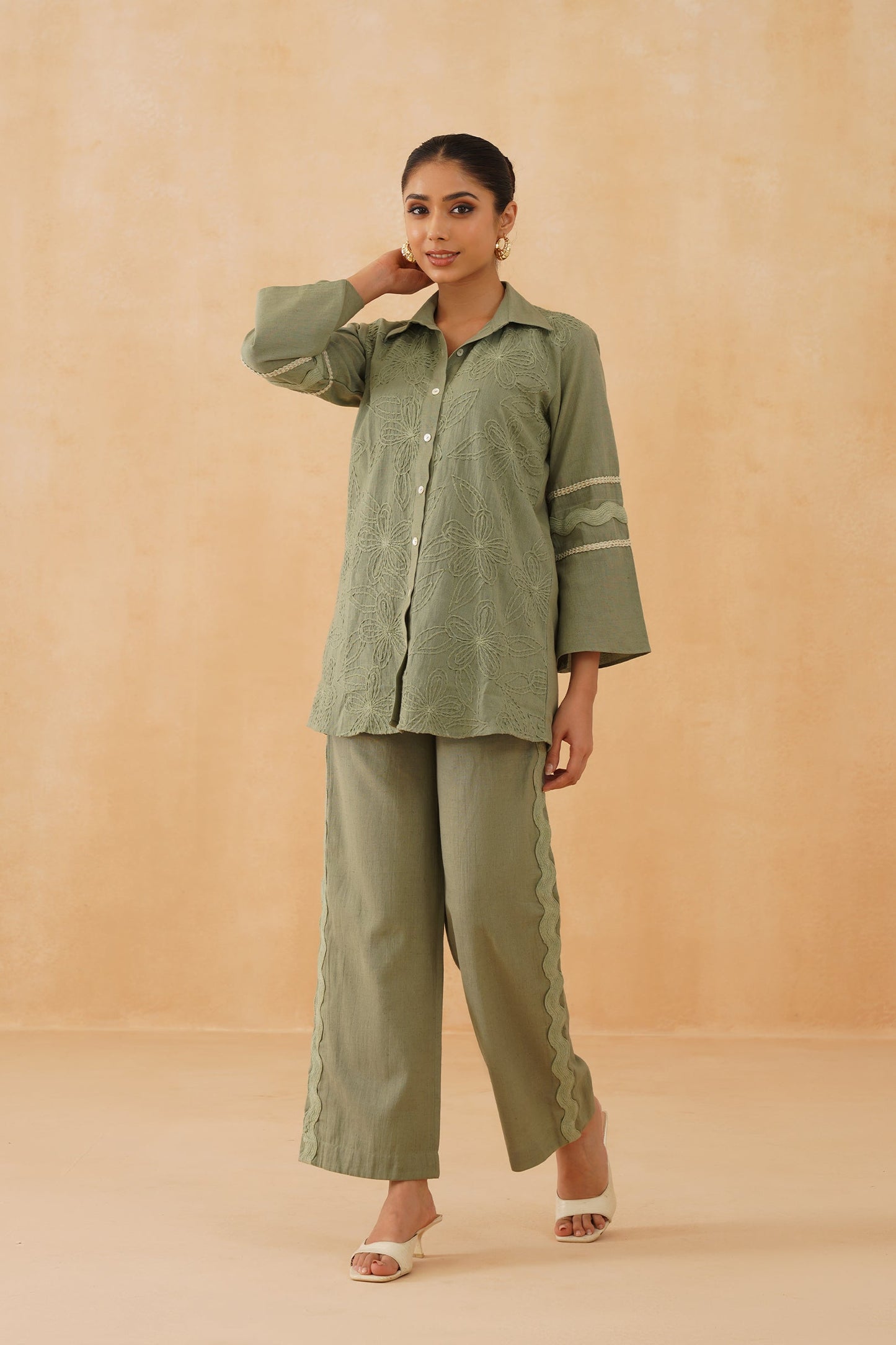 Belle Hand Embroidered Cotton Matching Set - Neetika Chopra
