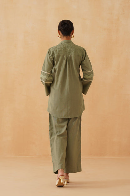Belle Hand Embroidered Cotton Matching Set - Neetika Chopra