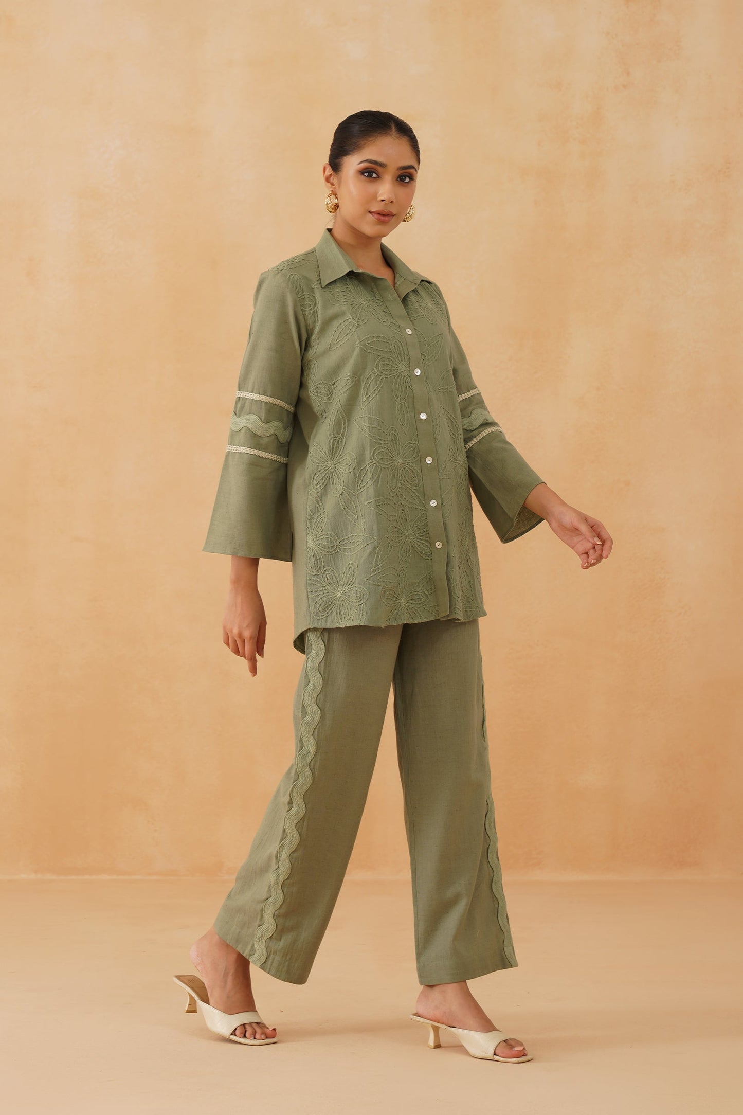 Belle Hand Embroidered Cotton Matching Set - Neetika Chopra