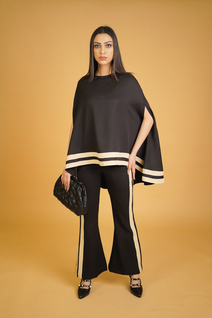 Black & Cream Stripes Bubble Co-ord Set - Neetika Chopra