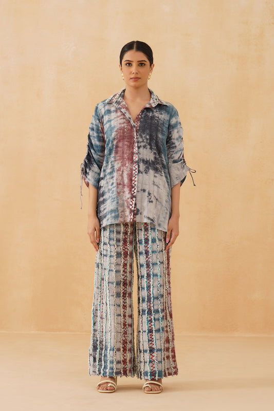 Blue Wave Cotton Embroidered  Matching Set - Neetika Chopra