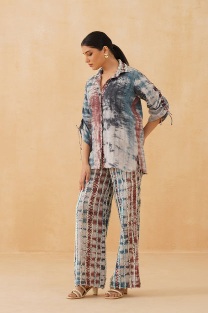 Blue Wave Cotton Embroidered  Matching Set - Neetika Chopra