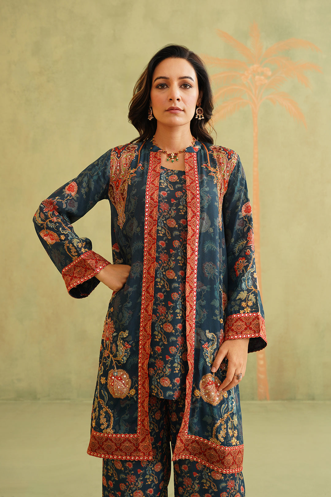 FAYRA HAND EMBROIDERED CREPE MATCHING SET - Neetika Chopra
