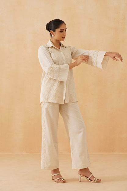 Mogra Hand Embroidered Cotton Matching Set - Neetika Chopra