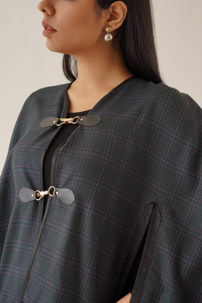 Slate Check Cape Set - Neetika Chopra