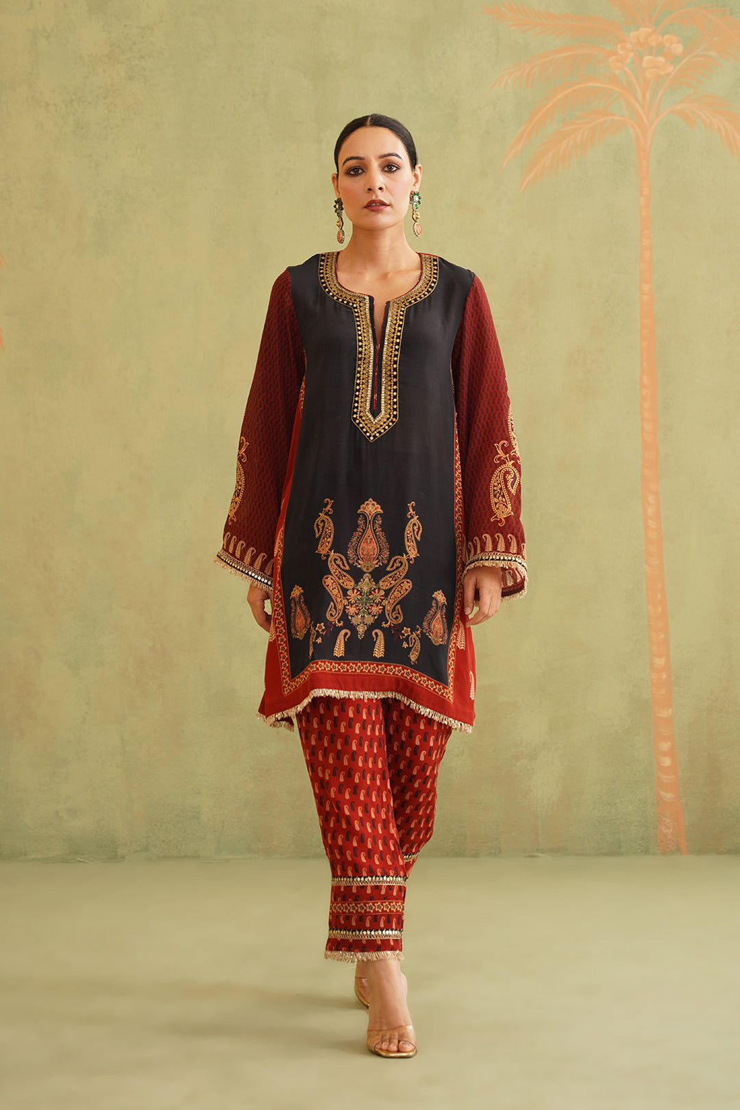 SABA Hand Embroidered Crepe Matching Set - Neetika Chopra