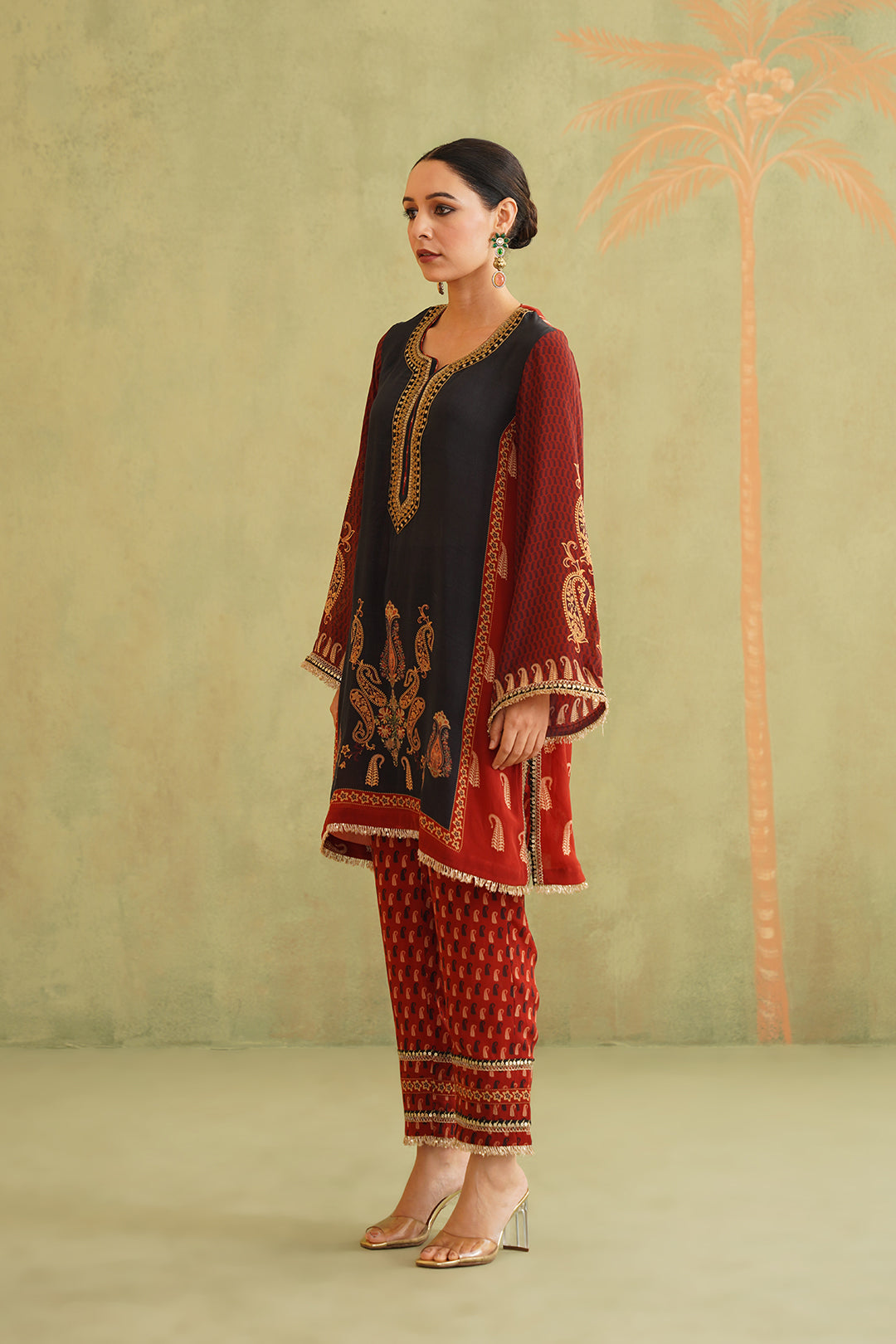 SABA Hand Embroidered Crepe Matching Set - Neetika Chopra