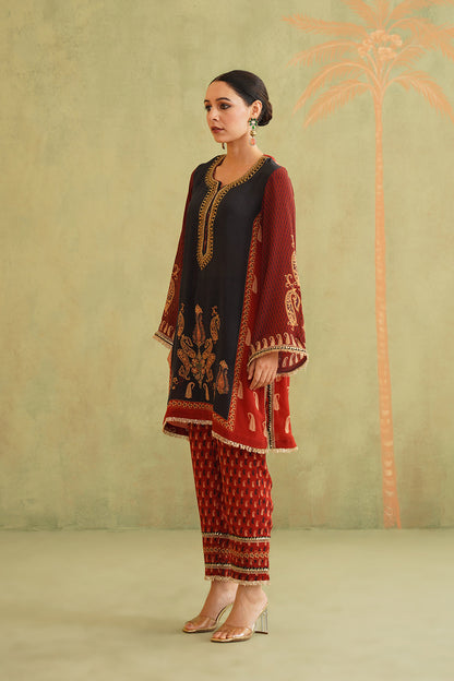 SABA Hand Embroidered Crepe Matching Set - Neetika Chopra