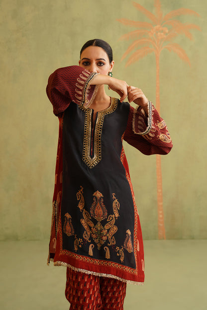 SABA Hand Embroidered Crepe Matching Set - Neetika Chopra