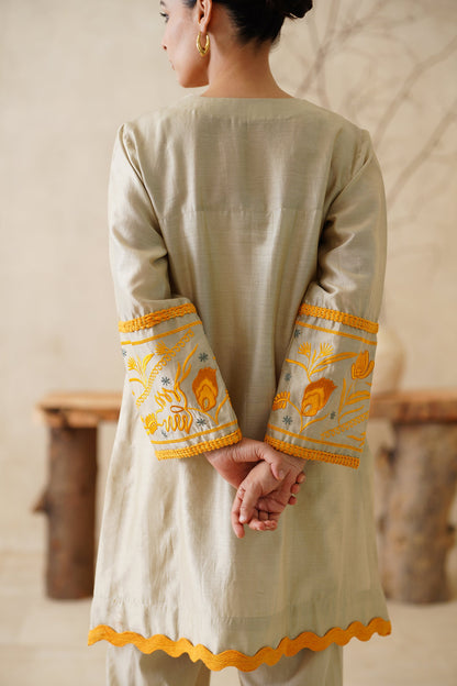 Saphira Pure Chanderi Embroidered Matching Set - Neetika Chopra