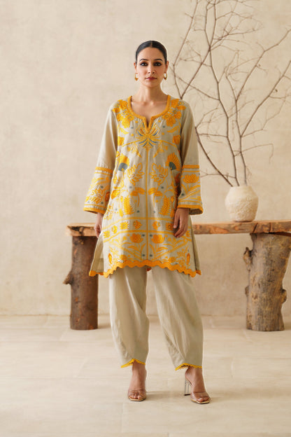 Saphira Pure Chanderi Embroidered Matching Set - Neetika Chopra