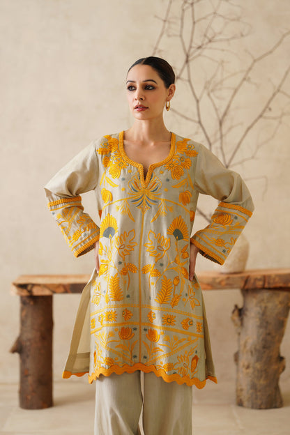 Saphira Pure Chanderi Embroidered Matching Set - Neetika Chopra