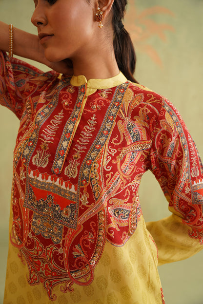 SUNSHINE YELLOW HAND EMBROIDERED MATHCING SET - Neetika Chopra