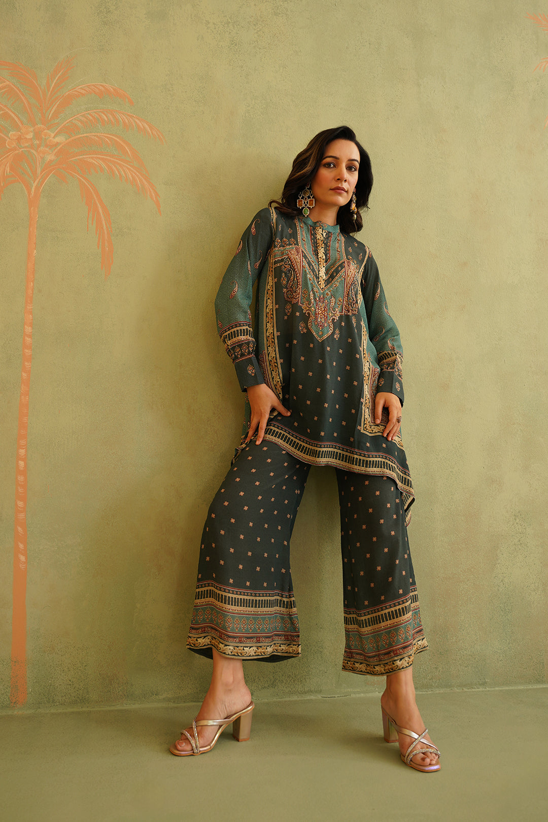 Yasmin Green Embroidered Matching Set - Neetika Chopra