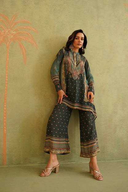 Yasmin Green Embroidered Matching Set - Neetika Chopra