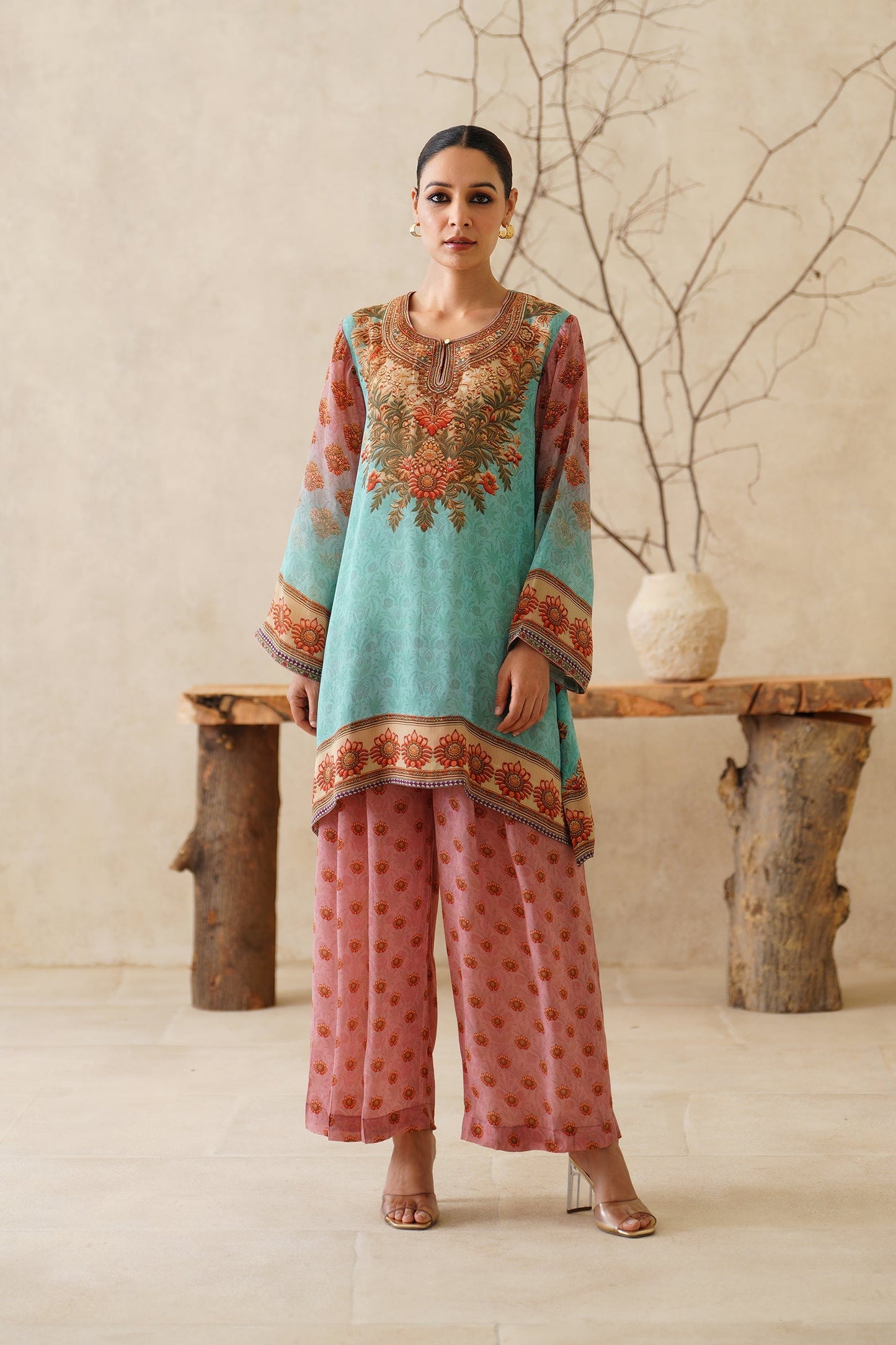 Zafran Crepe Printed Matching Set - Neetika Chopra