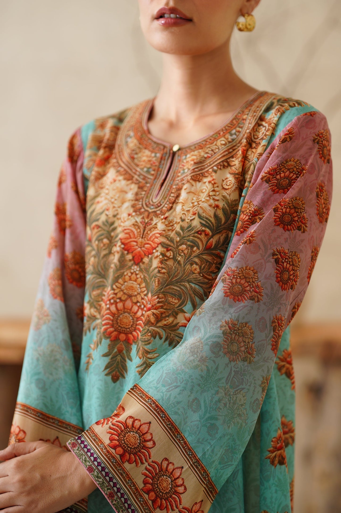 Zafran Crepe Printed Matching Set - Neetika Chopra
