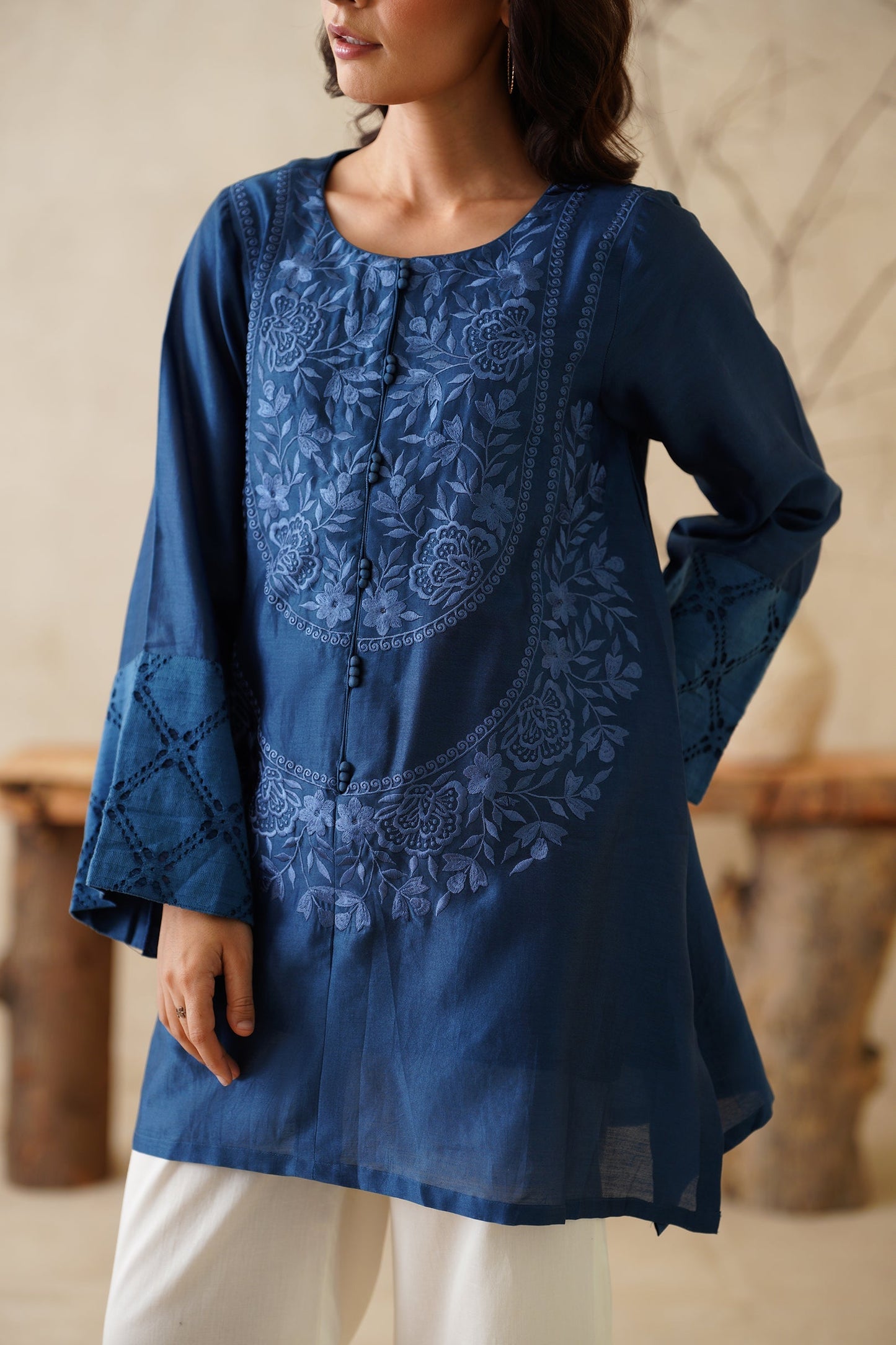 Zaroon Pure Chanderi Embroidered Matching Set - Neetika Chopra