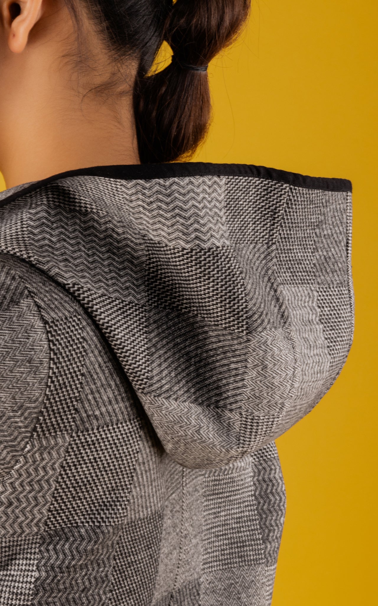Vintage Check Grey Hoodie Jacket - Neetika Chopra