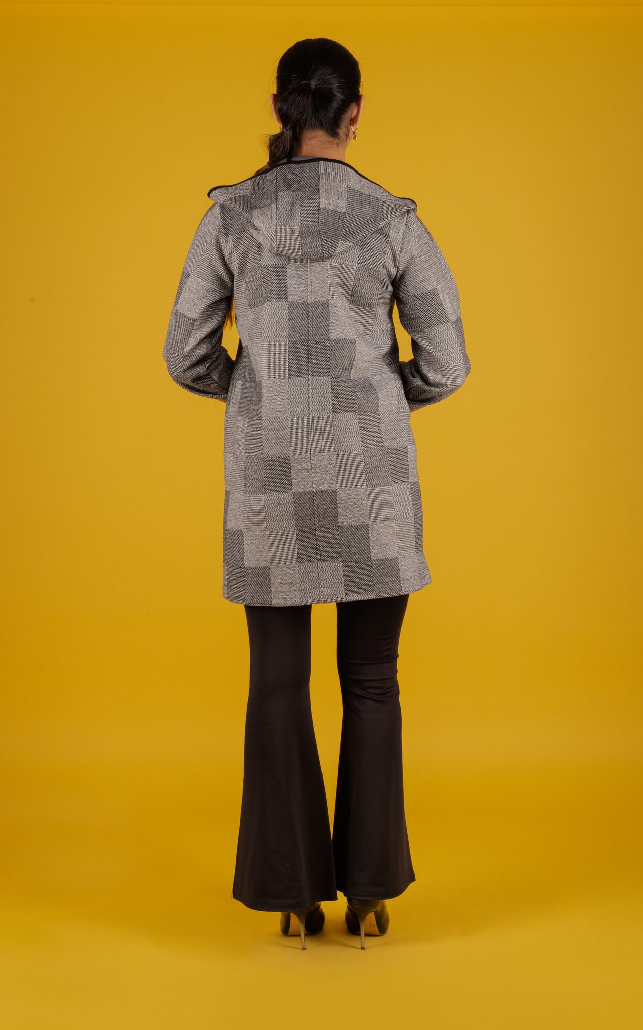 Vintage Check Grey Hoodie Jacket - Neetika Chopra