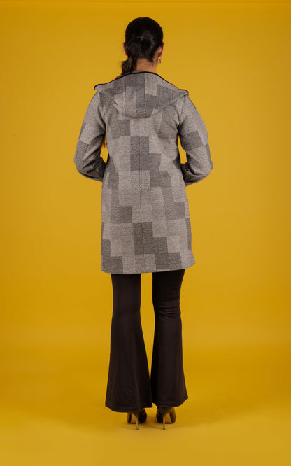 Vintage Check Grey Hoodie Jacket - Neetika Chopra