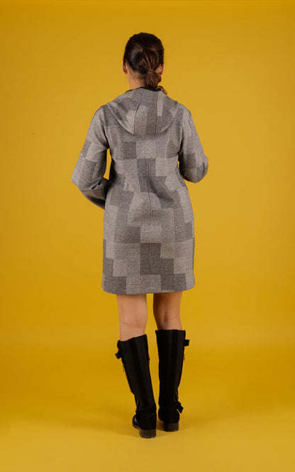 Vintage Check Grey Hoodie Jacket - Neetika Chopra